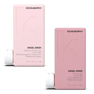 KEVIN.MURPHY ANGEL.WASH & RINSE - Restorative Shampoo & Hair Repair Conditioner - For Fine Coloured Hair - Colour Safe Conditioner - Sulphate & Paraben Free - 250 mL / 8.4 fl oz - 2 Pack