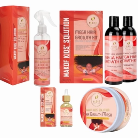 Kid’s Hair Growth Set. Shampoo & Conditioner with black castor oil, Wheat Protein, Argan, Jojoba, Aloe Vera, , Mask Treatment and Leave-in, Sulfate Paraben Free, No harsh chemicals.