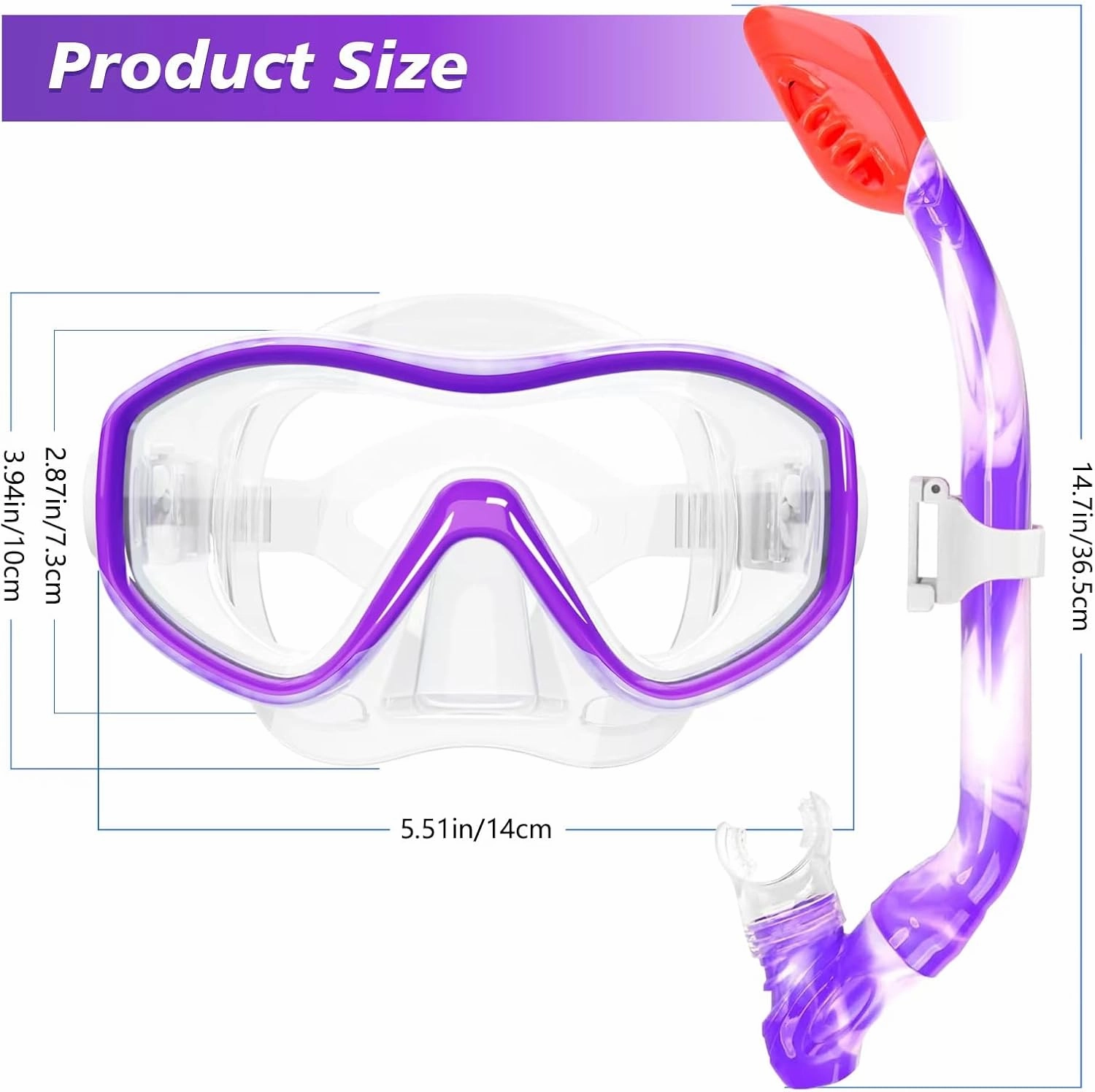 Kids Snorkel Set for Age 5-15 Dry Top Snorkeling Gear for Kids, Diving Mask and Snorkel Set Swimming Goggles with Nose Cover for Kids Youth Boys Girls Junior