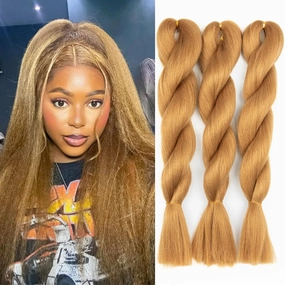 Kinky Straight Vixen Crochet hair 18Inch Yaki Kinky Straight 3 Bundles Hair Extension Premium Synthetic Fibers For Black Women (27#）