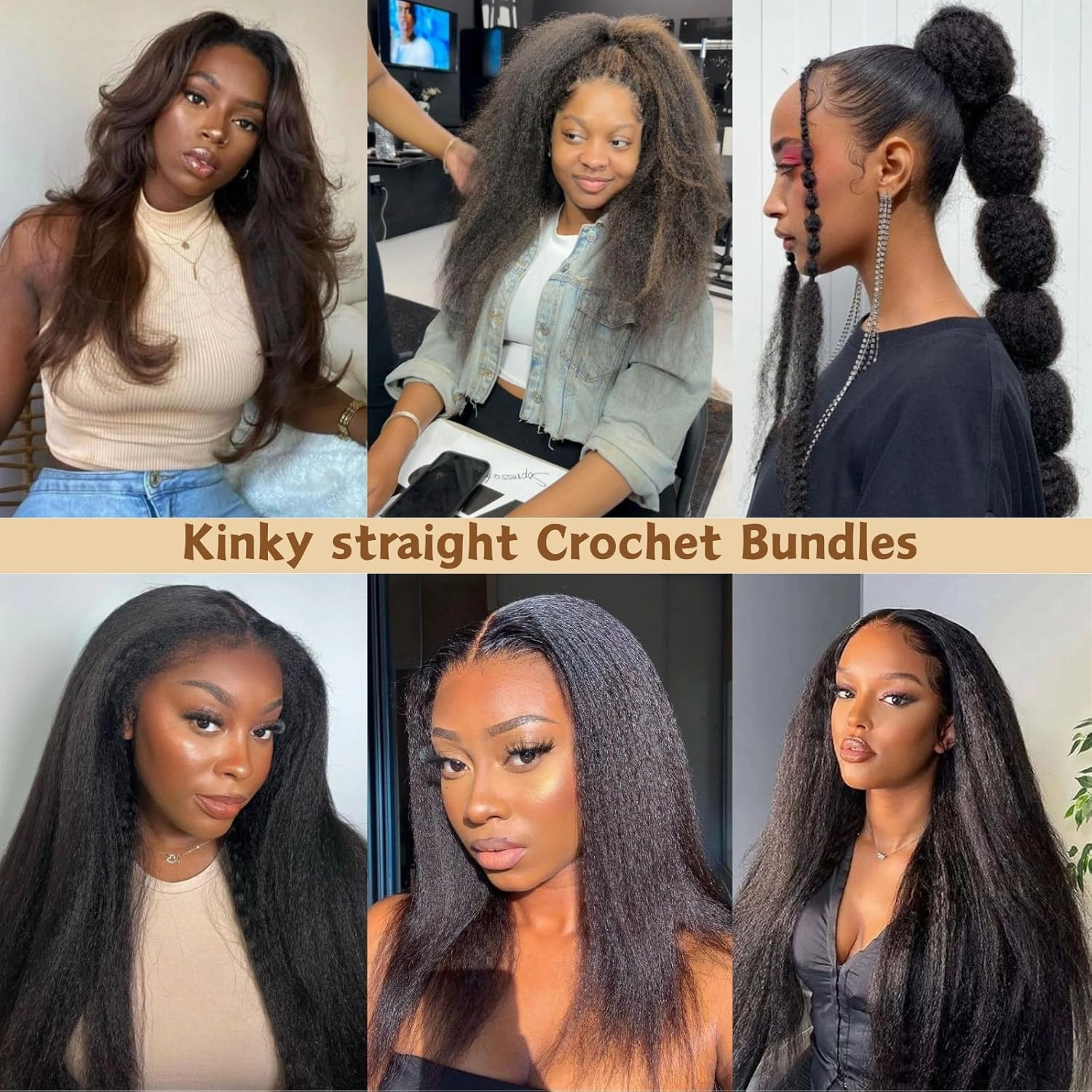 Kinky Straight Vixen Crochet hair 18Inch Yaki Kinky Straight 3 Bundles Hair Extension Premium Synthetic Fibers For Black Women (27#）