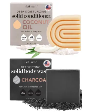 Kitsch Coconut Oil Conditioner Bar & Detoxifying Charcoal Body Wash Bar with Discount