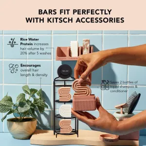 Kitsch Rice Water Shampoo & Conditioner Set - Solid Shampoo & Conditioner Bar with Protein for Strengthening Hair & Damage Repair - Paraben, Sulfate and Silicone Free - Nourishing Hair Care - 2 pack