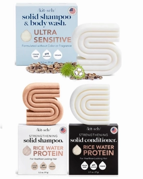 Kitsch 2-in-1 Ultra Sensitive Shampoo & Body Wash Bar & Rice Shampoo and Conditioner Bar Combo with Discount