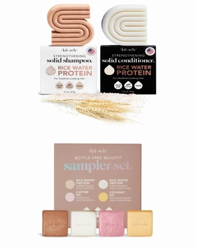 Kitsch 4pc Sampler Set & Rice Water Conditioner and Shampoo Combo with Discount