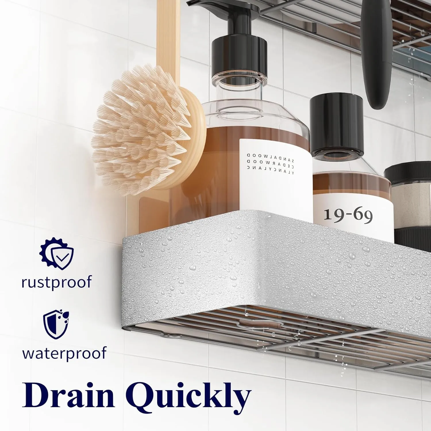 Kitsure X-Large Shower Caddy - 2 Pack Adhesive Shower Organizer, Rustproof Stainless Steel Shelves, No-Drill Bathroom Organizers and Storage, Silver