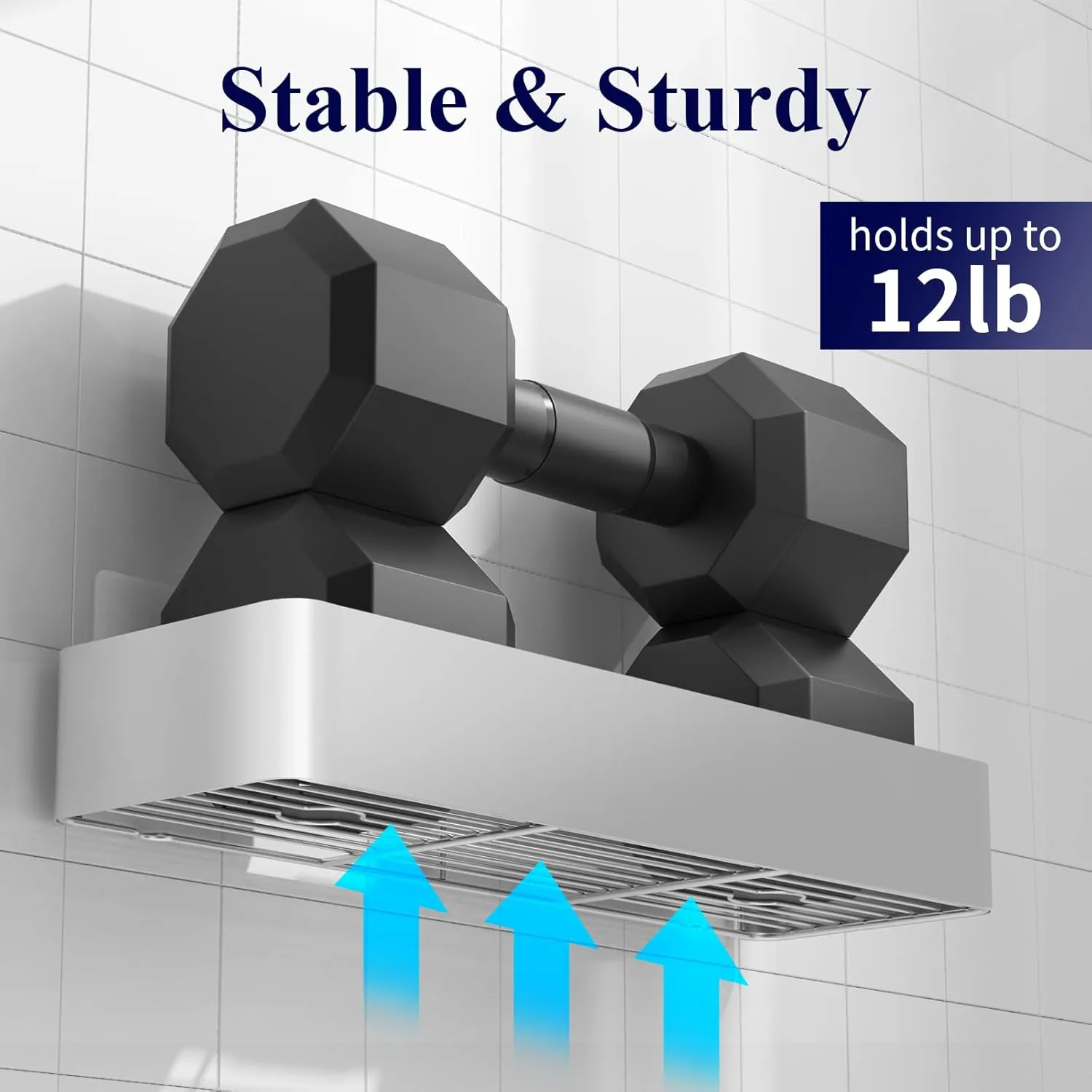 Kitsure X-Large Shower Caddy - 2 Pack Adhesive Shower Organizer, Rustproof Stainless Steel Shelves, No-Drill Bathroom Organizers and Storage, Silver