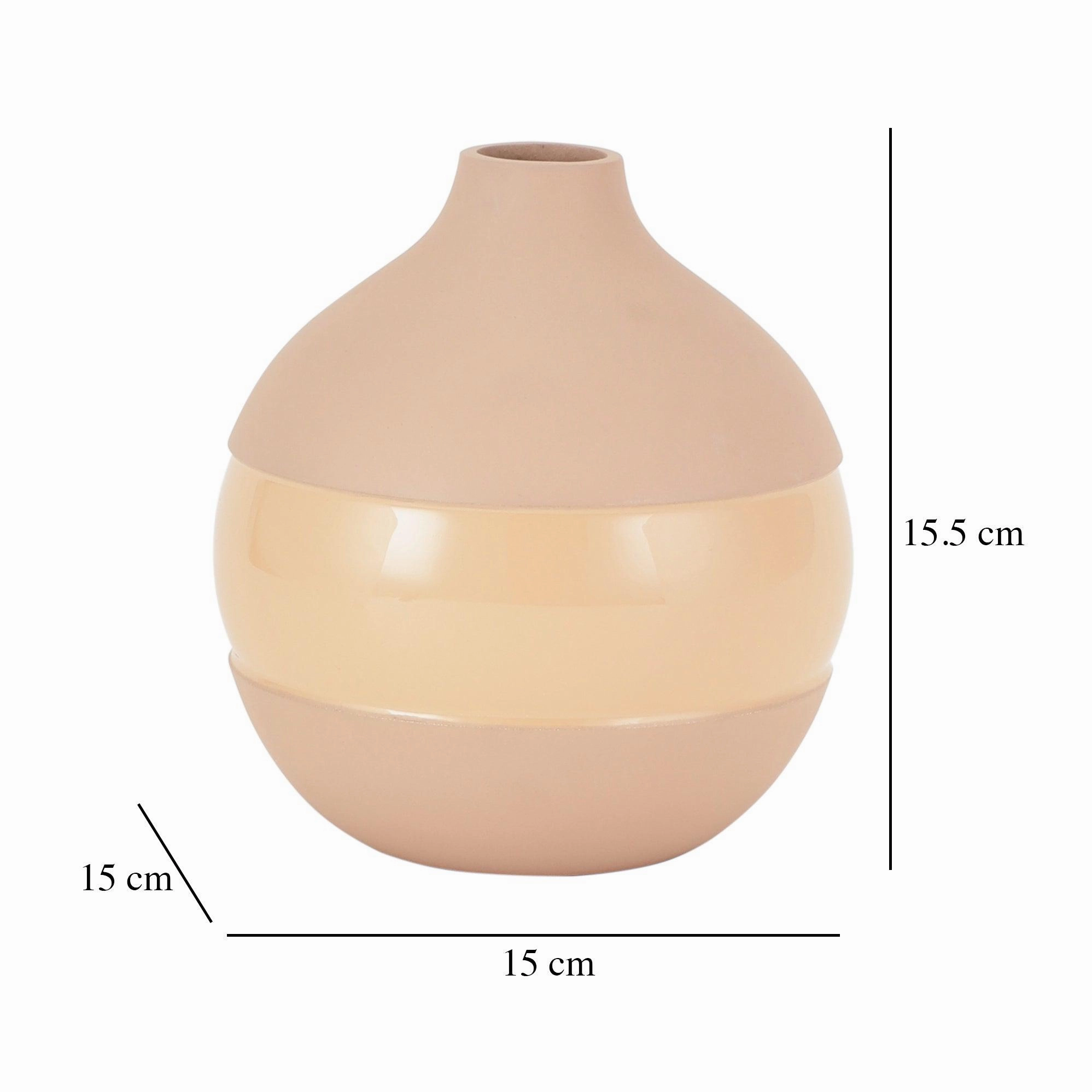 Klova Peach Enamel Vase With Enamel