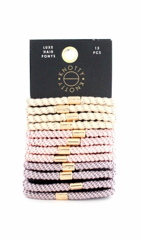 Knotty Luxe Hair Ponytail Holders, Set of 12 (Champagne Blush)
