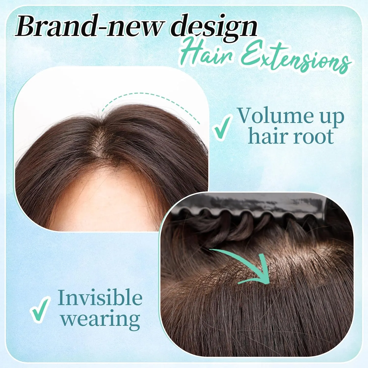 KooKaStyle Hair Extensions 5PCS Long Wavy Upgrate Invisible Full Coverage Edges Seamless Clip in Extensions for Women 20 Inch Natural Black Synthetic Natural Hairpieces