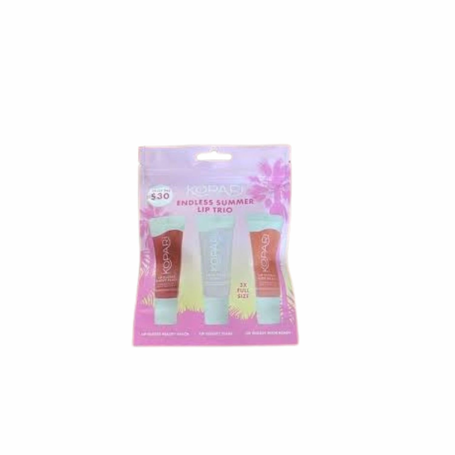 Kopari Endless Summer Lip Trio Lip Glossy Beachy Peach, Clear, Nude Beach (Endless Summer Lip Glossy, Trio)