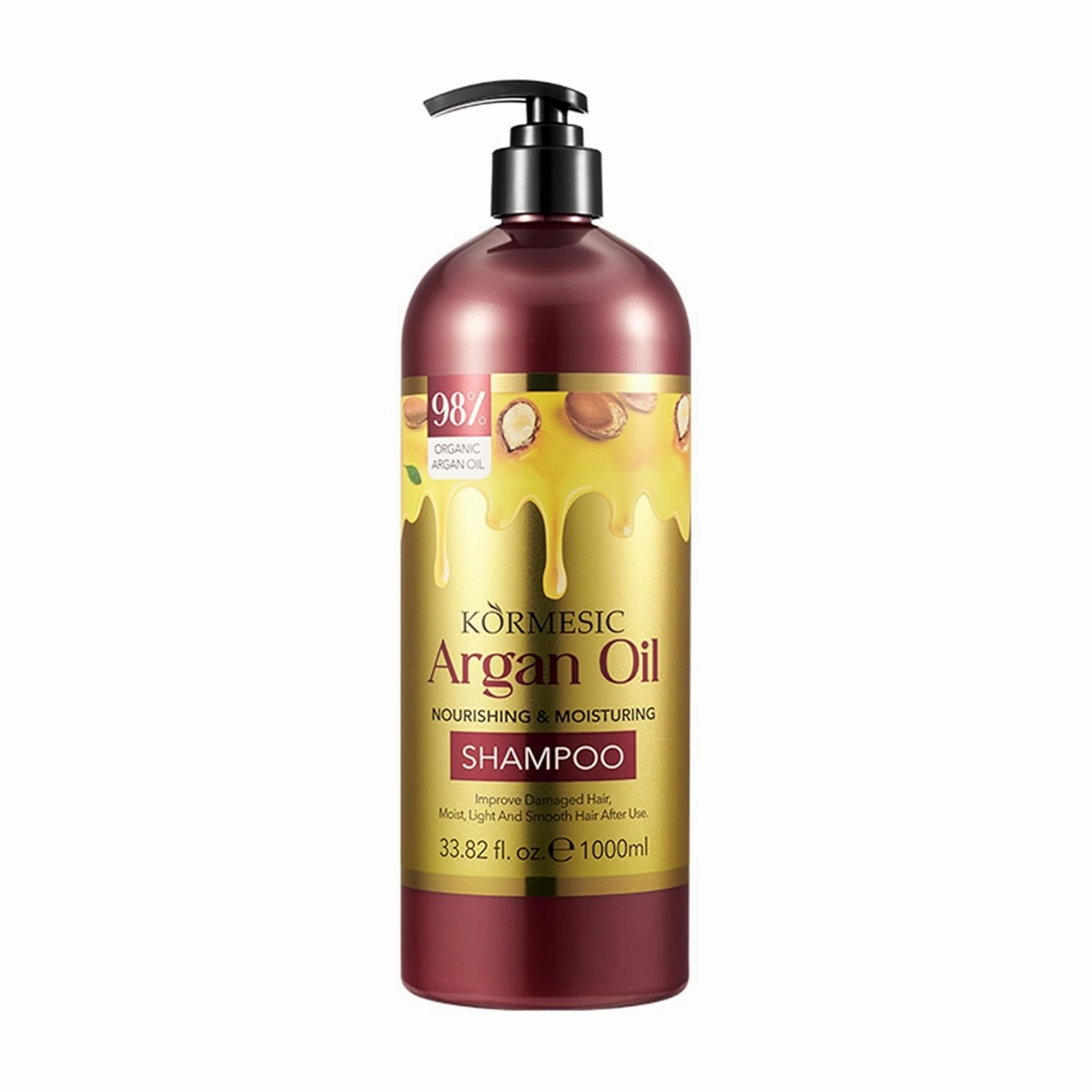 KORMESIC Argan Oil Shampoo & Conditioner Set - Nourish Hair with Prickly Moroccan Argan, Hydrate with Macadamia Seed Oil, Tame Frizz & Seal Split Ends (shampoo1000ml)
