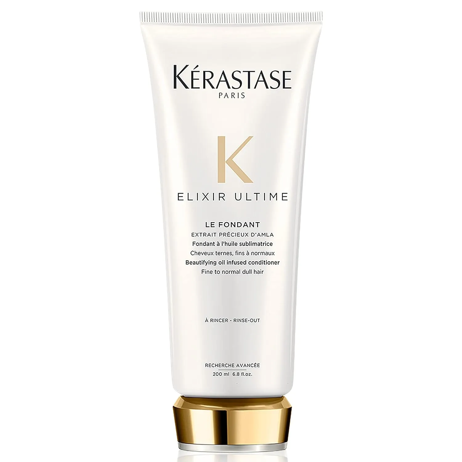 KÉRASTASE Elixir Ultime Oil-Infused Conditioner for Normal to Dry Dull Hair, Anti-Frizz & Shine Activating with Camellia & Argan Oils, Le Fondant, 6.8 Fl Oz