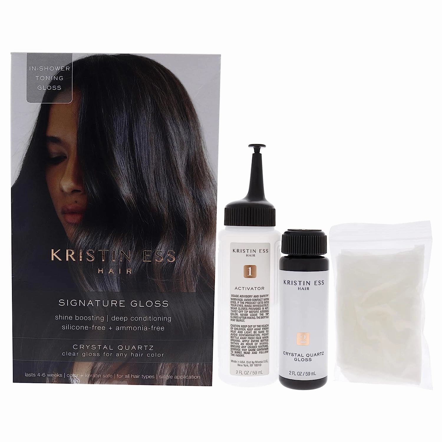 Kristin Ess - The Signature Hair Gloss - Shine Boosting, Deep Conditioning Crystal Quartz: Colorless and Pigment Free (Pack of 2)
