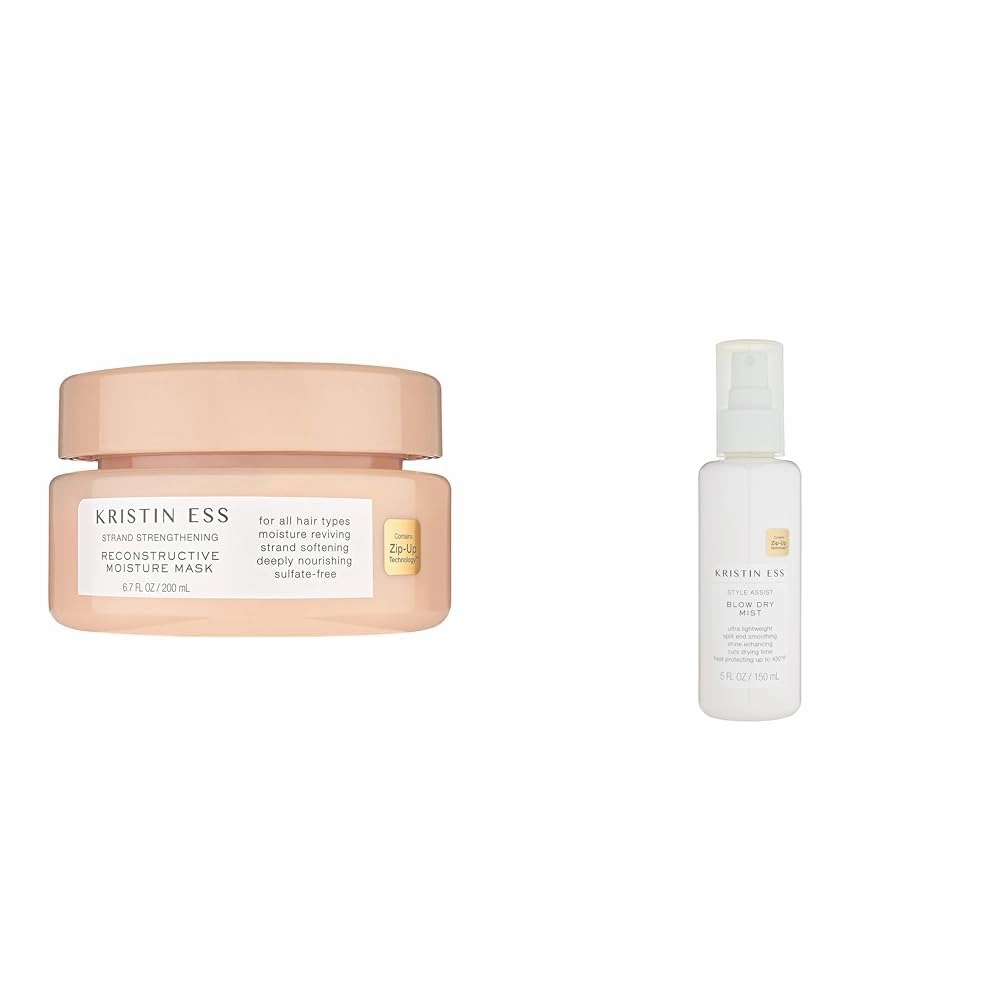 Kristin Ess Deep Conditioner Mask   Blow Dry Mist Heat Protectant Spray for Dry Damaged Hair - Deep Conditioning Moisture Repair Treatment   Anti Frizz Heat Protection