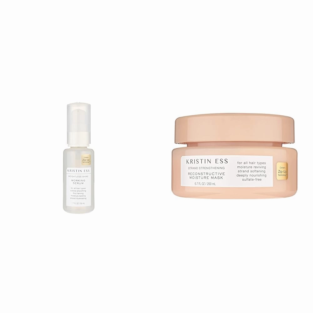 Kristin Ess Frizz Taming Serum   Deep Conditioner Hair Mask for Dry Damaged Hair - Smoothing, Shine Enhancing, Color Safe