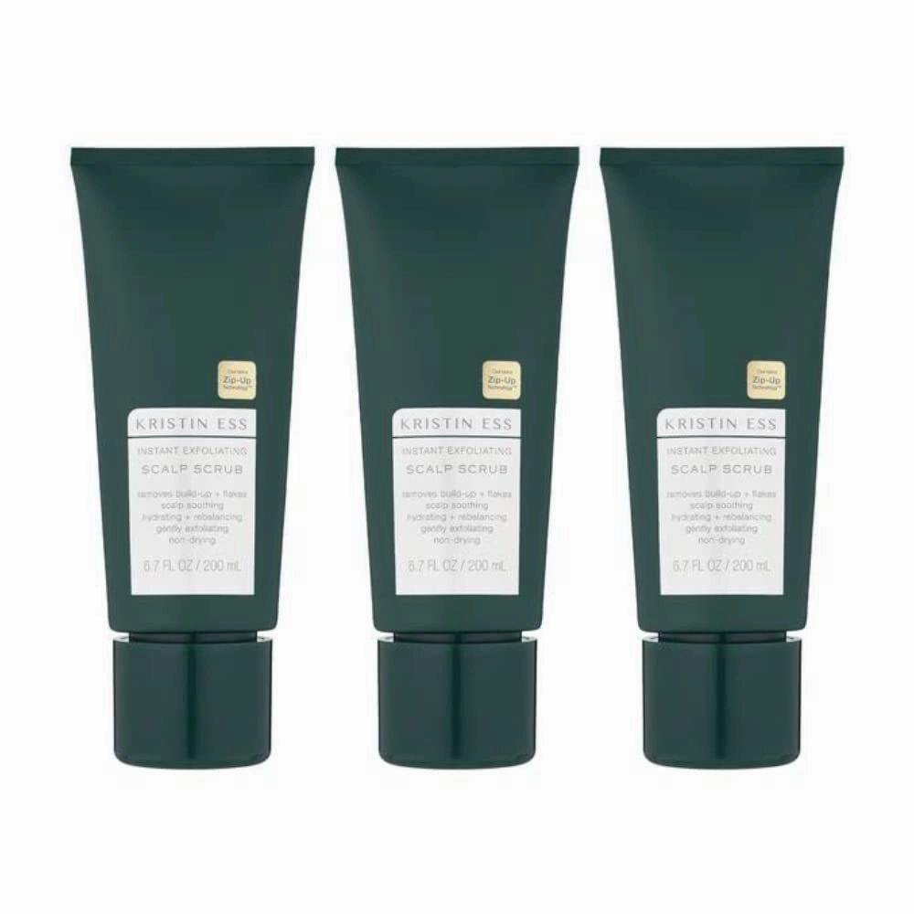 Kristin Ess Hair Instant Exfoliating Scalp Scrub for Build Up and Dandruff, Soothing Dry Scalp Treatment, Hydrating   Rebalancing, Non-Drying, Vegan, Color Safe   Keratin Safe, 6.7 fl oz (Pack of 3)