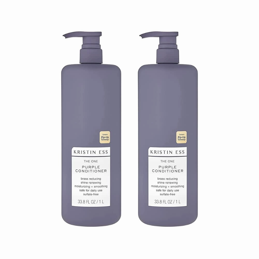 Kristin Ess Hair The One Purple Conditioner - Toning for Blonde Hair, Neutralizes Brass   Yellow Tones, Moisturizing Conditioner, Keratin Safe, 33.8 fl oz (Pack of 2)