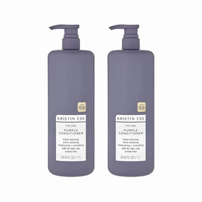 Kristin Ess Hair The One Purple Conditioner - Toning for Blonde Hair, Neutralizes Brass   Yellow Tones, Moisturizing Conditioner, Keratin Safe, 33.8 fl oz (Pack of 2)