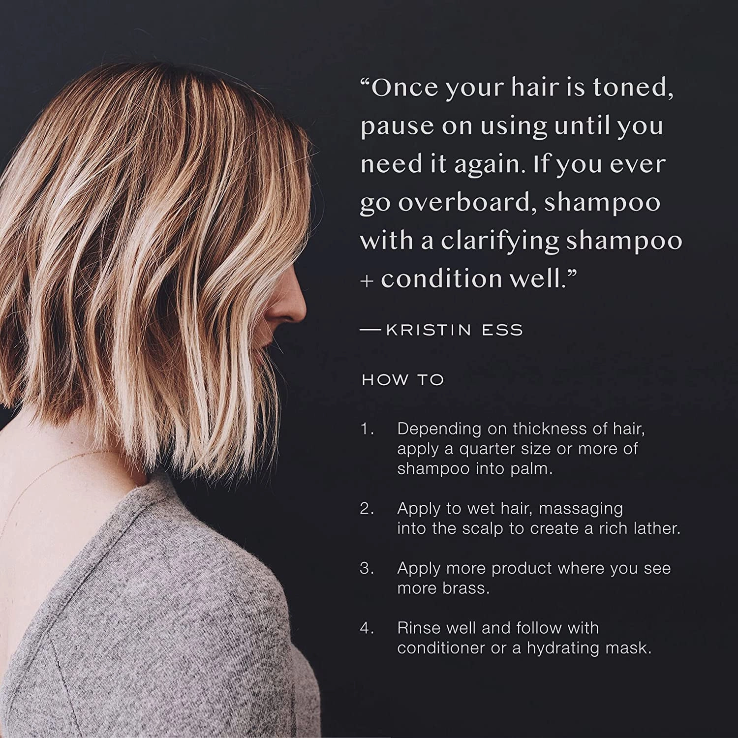 Kristin Ess Hair The One Purple Shampoo, Toning for Blonde Hair, Neutralizes Brass   Yellow Tones, Sulfate, Silicone and Paraben Free, 10 Fl Oz (Pack of 3)