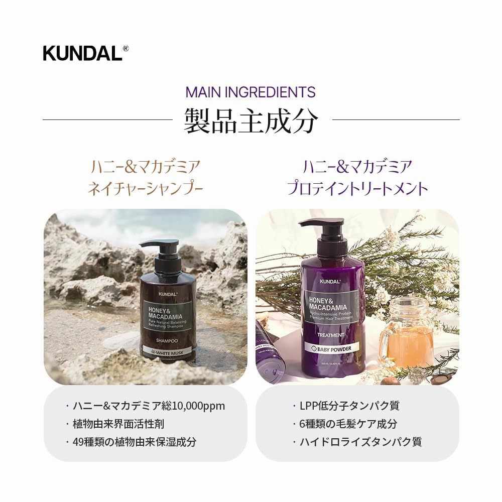 Kundal Premium Hair Care Special Set, Shampoo & Treatment, 16.9 fl oz (500 ml), #Amber Vanilla (Amber Vanilla)