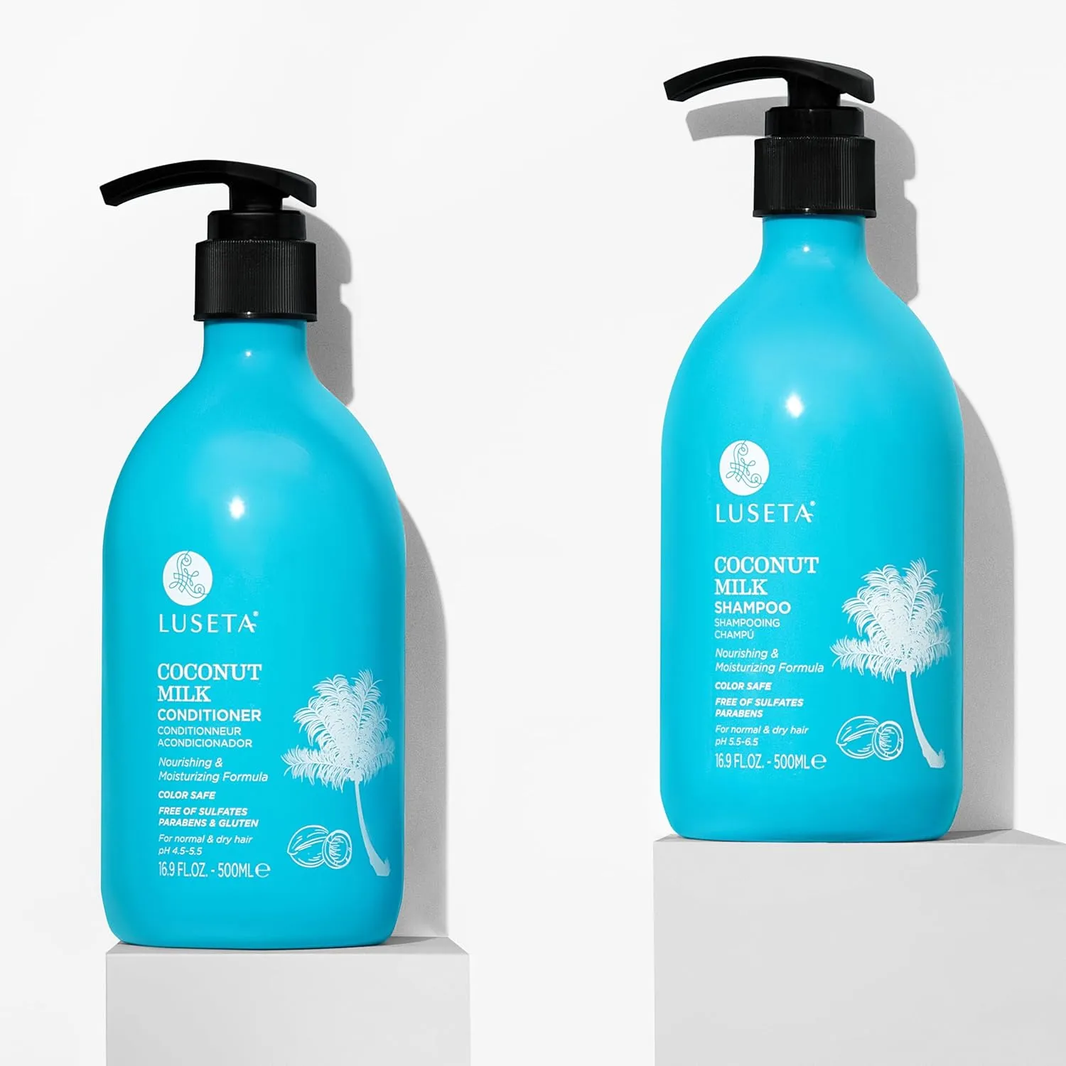 L LUSETA Coconut Milk Shampoo & Conditioner, Nourishing & Moisturizing Hair, Sulfate & Paraben Free, Keratin & Color Safe, 16.9oz Each