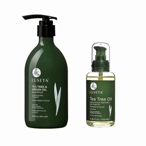 L LUSETA 16.9 Fl Oz Shampoo with Hair Oil Serum - Tea Tree & Argan Oil - Anti-Dandruff & Repairing - Dry Hair & Scalp