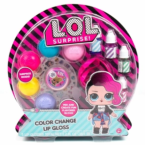 L.O.L. Surprise! Color Change Lip Gloss By Horizon Group USA, Mix & Create 5 Color Changing Multi Flavored ,DIY Lip Gloss Making Kit, Containers & Decorative Stickers Included.Multicolored