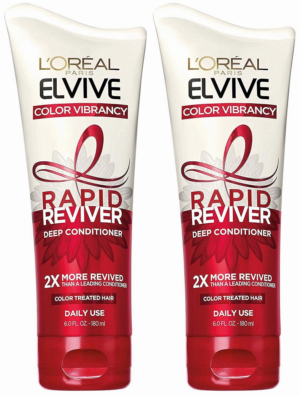 L'Oreal Paris Elvive Deep Conditioner - Rapid Reviver - Color Vibrancy - For Color Treated Hair - Net Wt. 6.0 FL OZ (180 mL) Per Tube - Pack of 2 Tubes