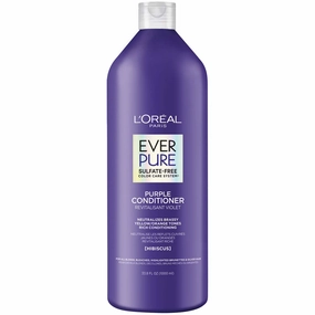 L’Oréal Paris EverPure Sulfate Free Brass Toning Purple Conditioner for Blonde, Bleached, Silver, or Brown Highlighted Hair, 33.8 Fl; Oz (Packaging May Vary)