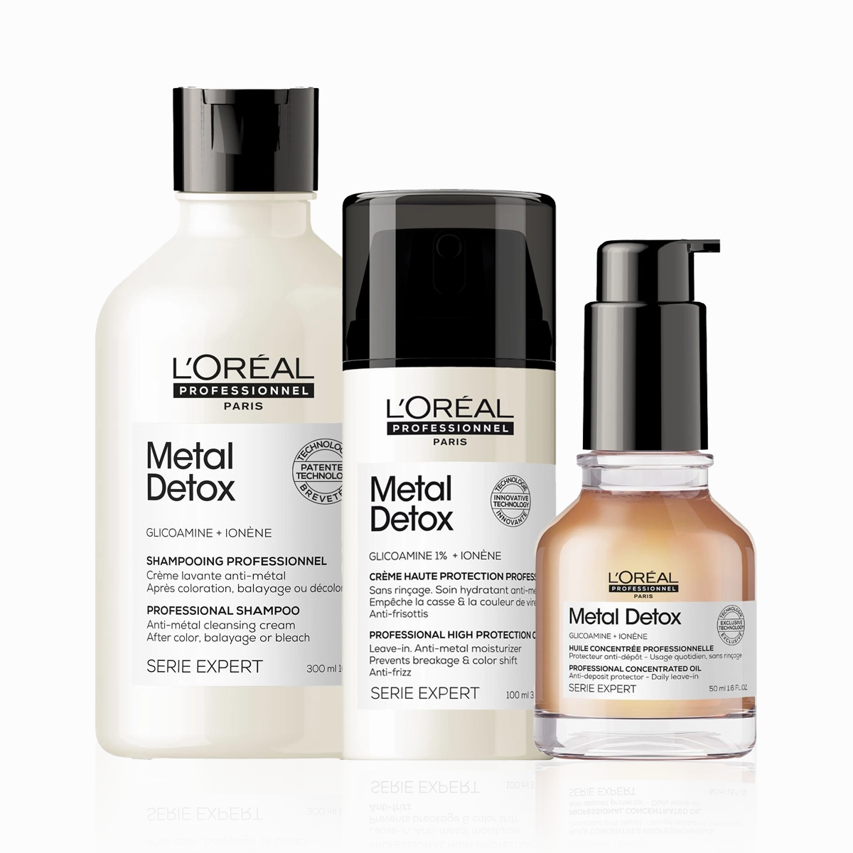 L'Oréal Professionnel Metal Detox Shampoo, Leave-in Cream and Oil Bundle