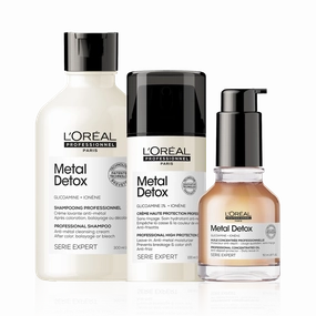L'Oréal Professionnel Metal Detox Shampoo, Leave-in Cream and Oil Bundle