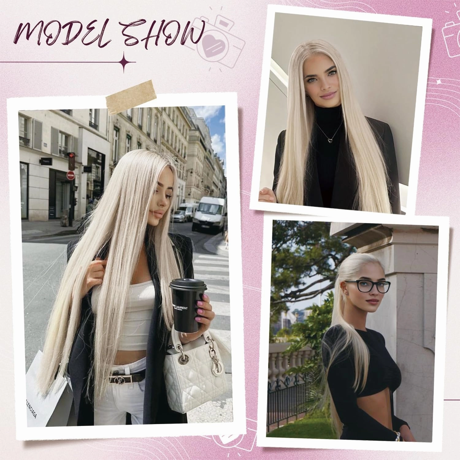 L'veetie 28 Inch Blonde Wigs for Women, 13x6 HD Lace Front Wig With Pre-Plucked Hairline, Ready to Wear Natural Looking Straight Hair Wigs, Heat Resistant Synthetic Ash Blonde Wigs for Party Daily Us