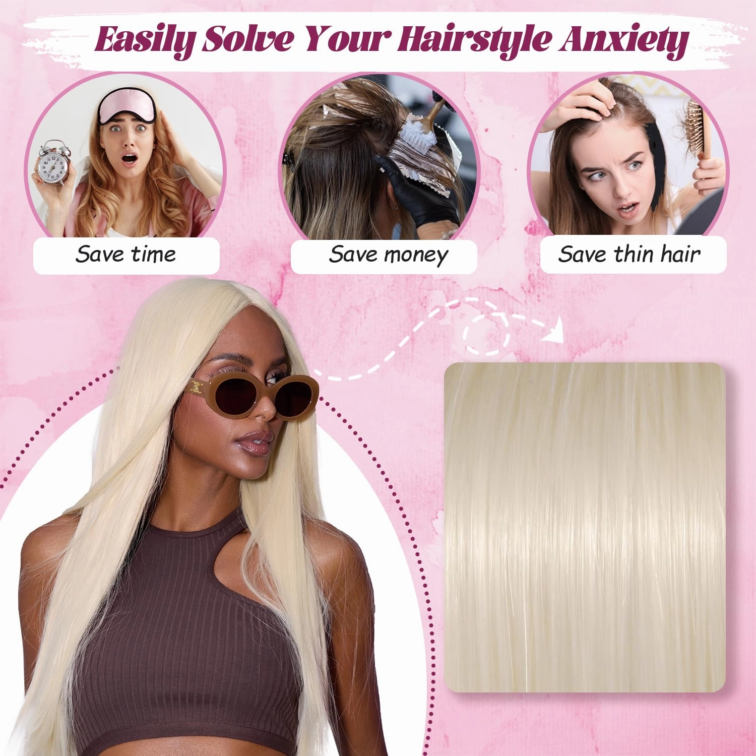 L'veetie 28 Inch Blonde Wigs for Women, 13x6 HD Lace Front Wig With Pre-Plucked Hairline, Ready to Wear Natural Looking Straight Hair Wigs, Heat Resistant Synthetic Ash Blonde Wigs for Party Daily Us