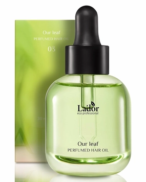 LA'DOR Hair Perfume Oil for Damaged Permed Hair - Anti-Frizz Nourishing Fragrance Glassy Shiny Oil Serum Leave-In Conditioner Hold Curls & Waves Bouncy No Alcohol 1 Fl Oz 04 Our Leaf LADOR Korean