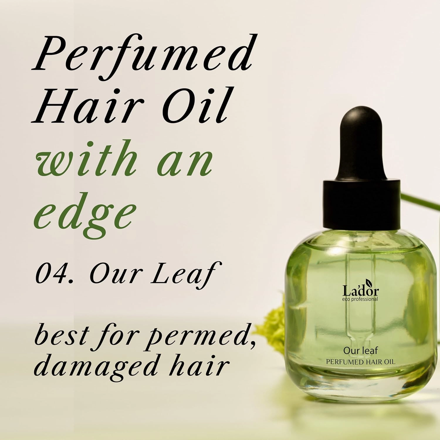 LA'DOR Hair Perfume Oil for Damaged Permed Hair - Anti-Frizz Nourishing Fragrance Glassy Shiny Oil Serum Leave-In Conditioner Hold Curls & Waves Bouncy No Alcohol 1 Fl Oz 04 Our Leaf LADOR Korean