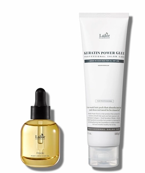 LA'DOR Hair Perfume Oil Hinoki & Keratin Power Glue Duo Set for Dry Damaged Frizzy Hair Anti Frizz Nourishing Treatment Gloss Shine Lightweight Non-greasy Leave-In Conditioner Korean Haircare