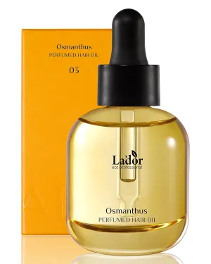 LA'DOR Hair Perfume Oil for Dry Damaged Hair - Anti Frizz Nourishing Fragrance Gloss Oil Serum Leave-In Conditioner Hold Curls & Waves No Sulfate Paraben 1 Fl Oz 03 Osmanthus Korean Haircare Lador