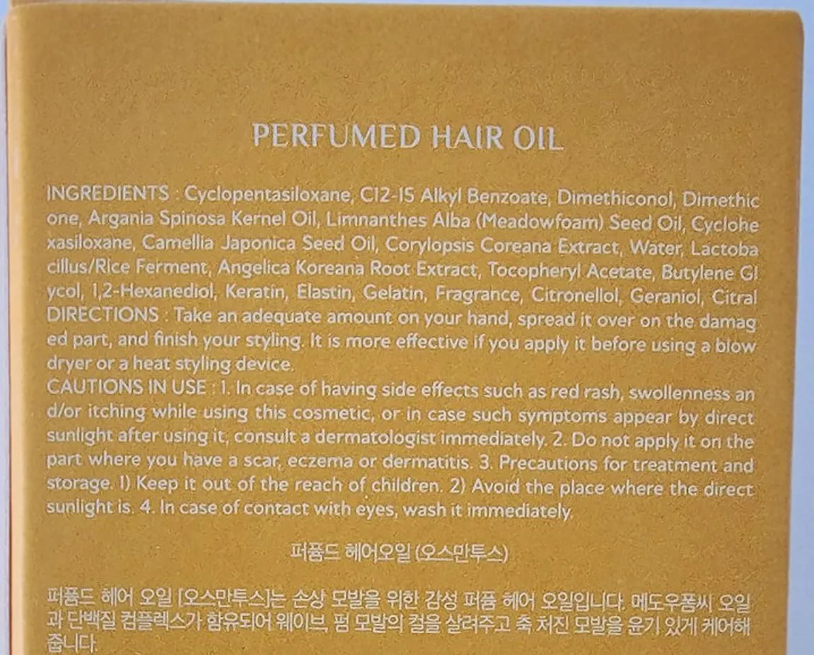 LA'DOR Hair Perfume Oil for Dry Damaged Hair - Anti Frizz Nourishing Fragrance Gloss Oil Serum Leave-In Conditioner Hold Curls & Waves No Sulfate Paraben 1 Fl Oz 03 Osmanthus Korean Haircare Lador