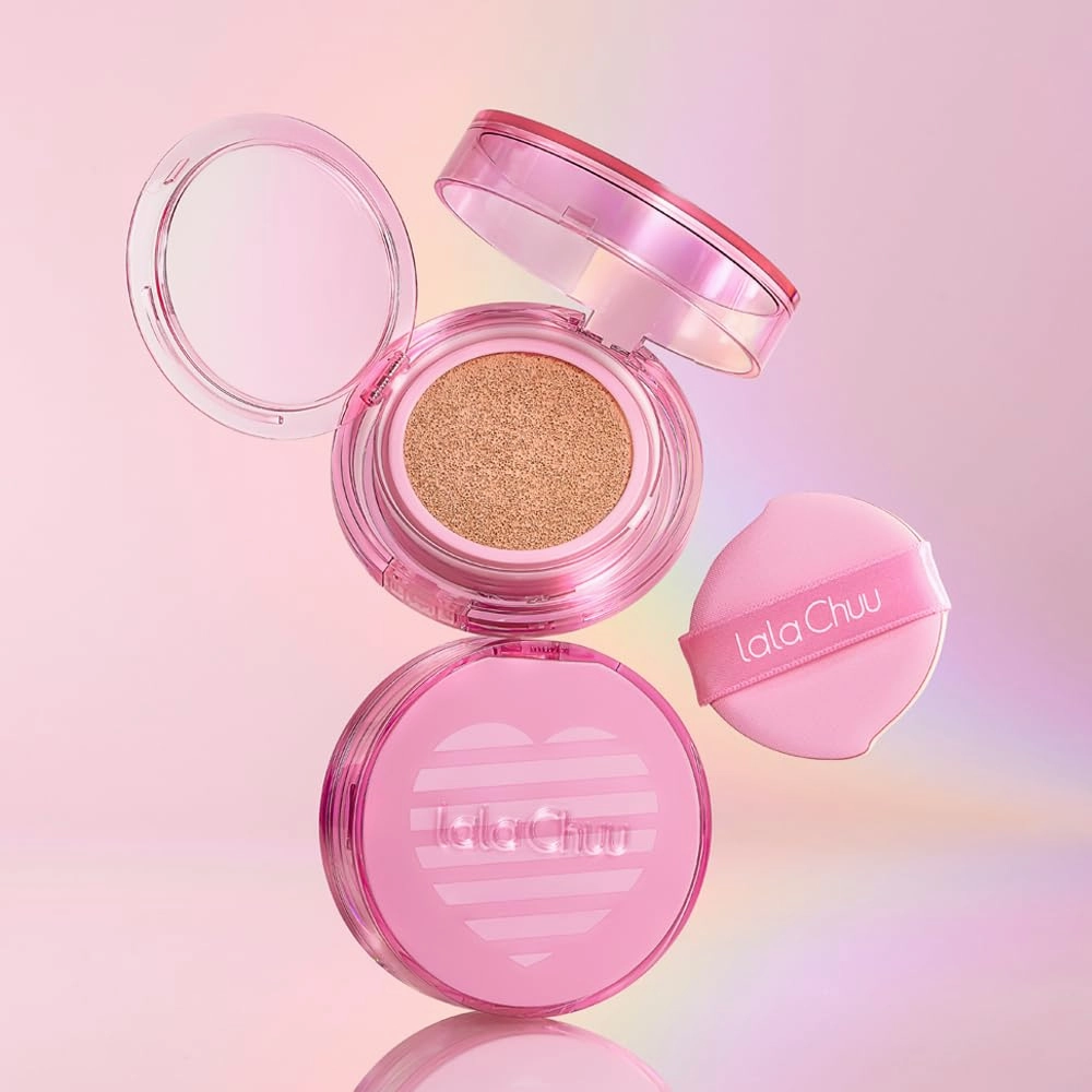 LALACHUU Tension DX Cushion Foundation Hydrating & Firming 54-Hour Long-Lasting Coverage, Matte Glowy Hyaluronic Acid, Collagen, Made in Korea, for All Skin Types (19 Clear Vibrant, 0.52 Oz)