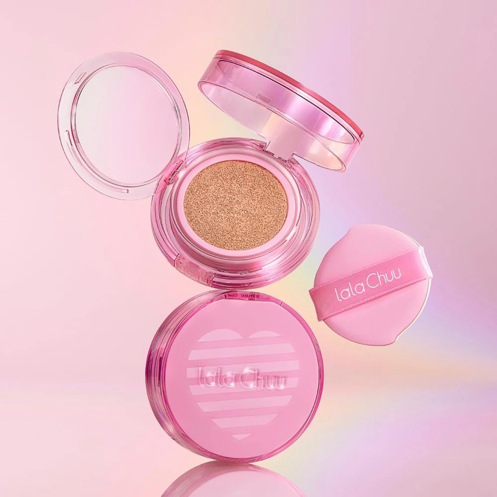 LALACHUU Tension DX Cushion Foundation Hydrating & Firming 54-Hour Long-Lasting Coverage, Matte Glowy Hyaluronic Acid, Collagen, Made in Korea, for All Skin Types (23 Clear Bright, 0.52 Oz)