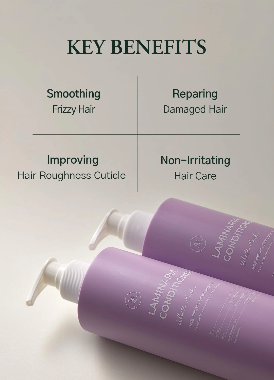 Laminaria Conditioner with Organic Ingredient, Damaged Hair Care Korean Conditioner, Hydrating & Smoothing, Anti-Frizz, Sulfate & Paraben Free, for Women & Men, 16.9 Fl Oz, Pine & Eucalyptus