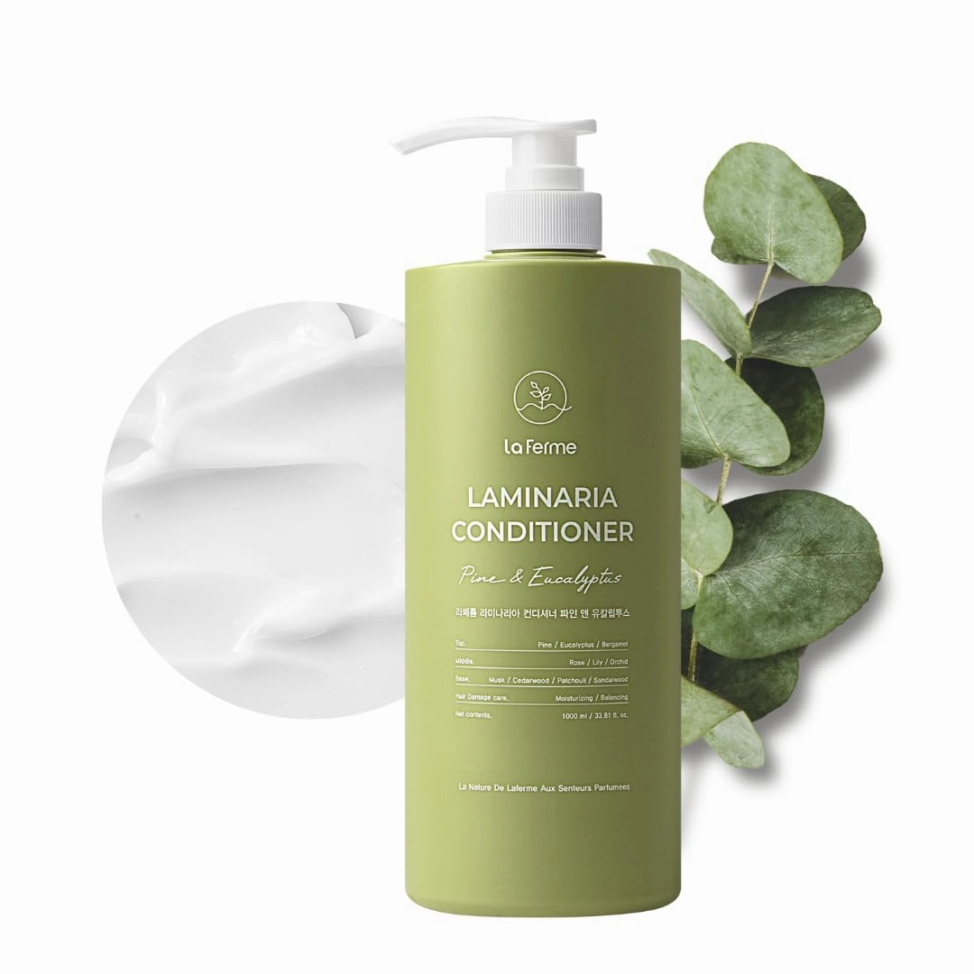 Laminaria Conditioner with Organic Ingredient, Damaged Hair Care Korean Conditioner, Hydrating & Smoothing, Anti-Frizz, Sulfate & Paraben Free, for Women & Men, 33.81 Fl Oz, Pine & Eucalyptus