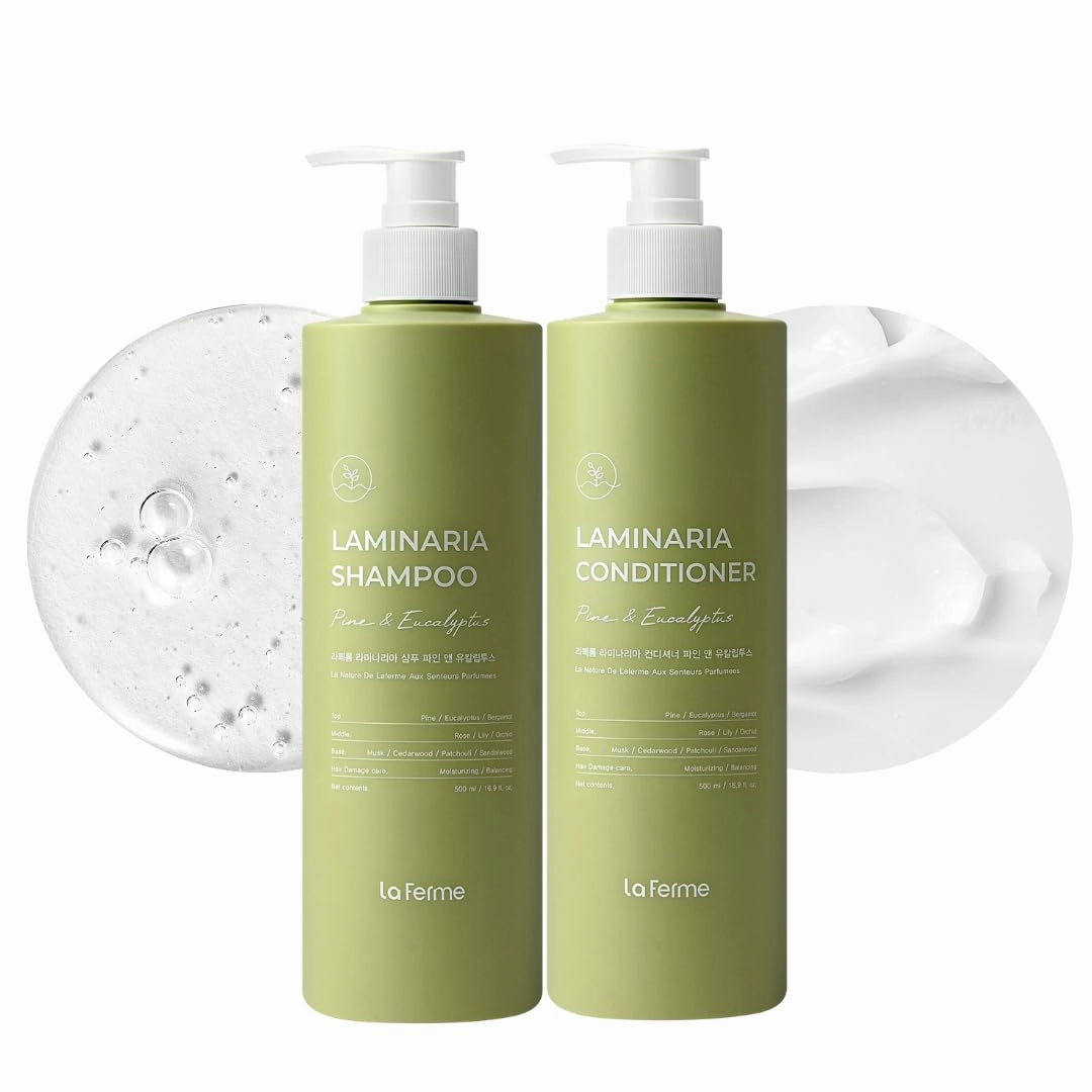 Laminaria Thickening Shampoo & Damaged Hair Care Conditioner with Organic ingredients, Hydrating & Moisturizing Hair, Sulfae & Paraben Free, For Women & Men, 16.9 Fl Oz (Pine & Eucalyptus)