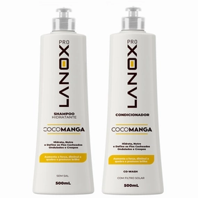 Lanox CocoManga Shampoo & Conditioner Set – Coconut & Mango Infused – Sulfate-Free – Deep Moisture for Curly & Kinky Hair – No-Poo Friendly – 2 x 16.9 fl oz Bottles