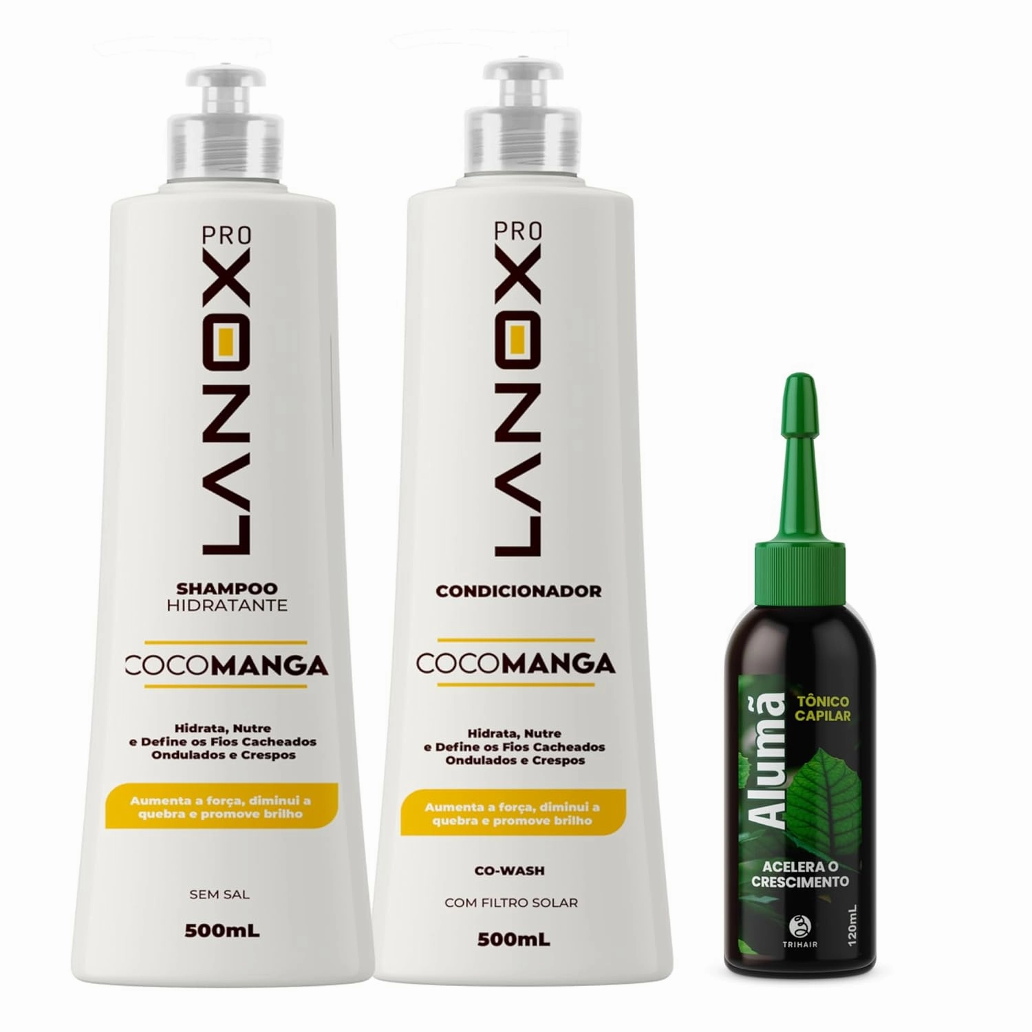 Lanox Tropical Hair Revival Kit – Coconut Mango Shampoo 500ml, Conditioner 500ml & Herbal Hair Growth Tonic 120ml – Hydrate, Strengthen & Restore Naturally