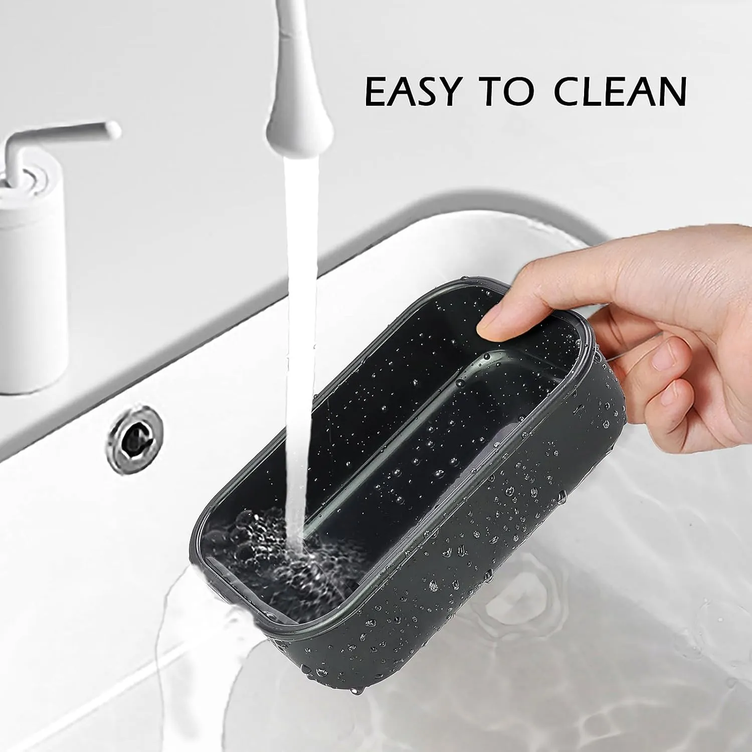 Large Leak Proof Travel Soap Case, Silicone Bar Soap Holder for Traveling, Portable Soap Container with Draining Layer (Offwhite&Bla