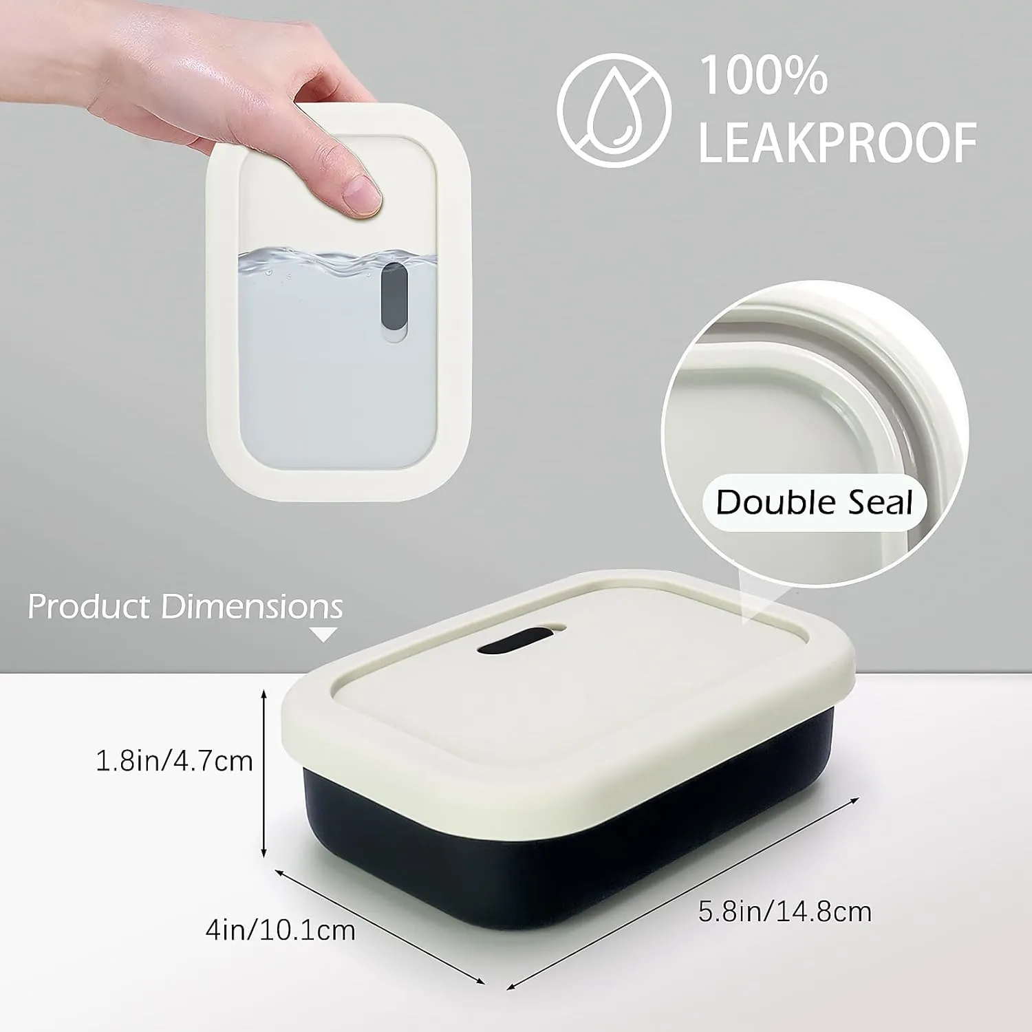 Large Leak Proof Travel Soap Case, Silicone Bar Soap Holder for Traveling, Portable Soap Container with Draining Layer (Offwhite&Bla