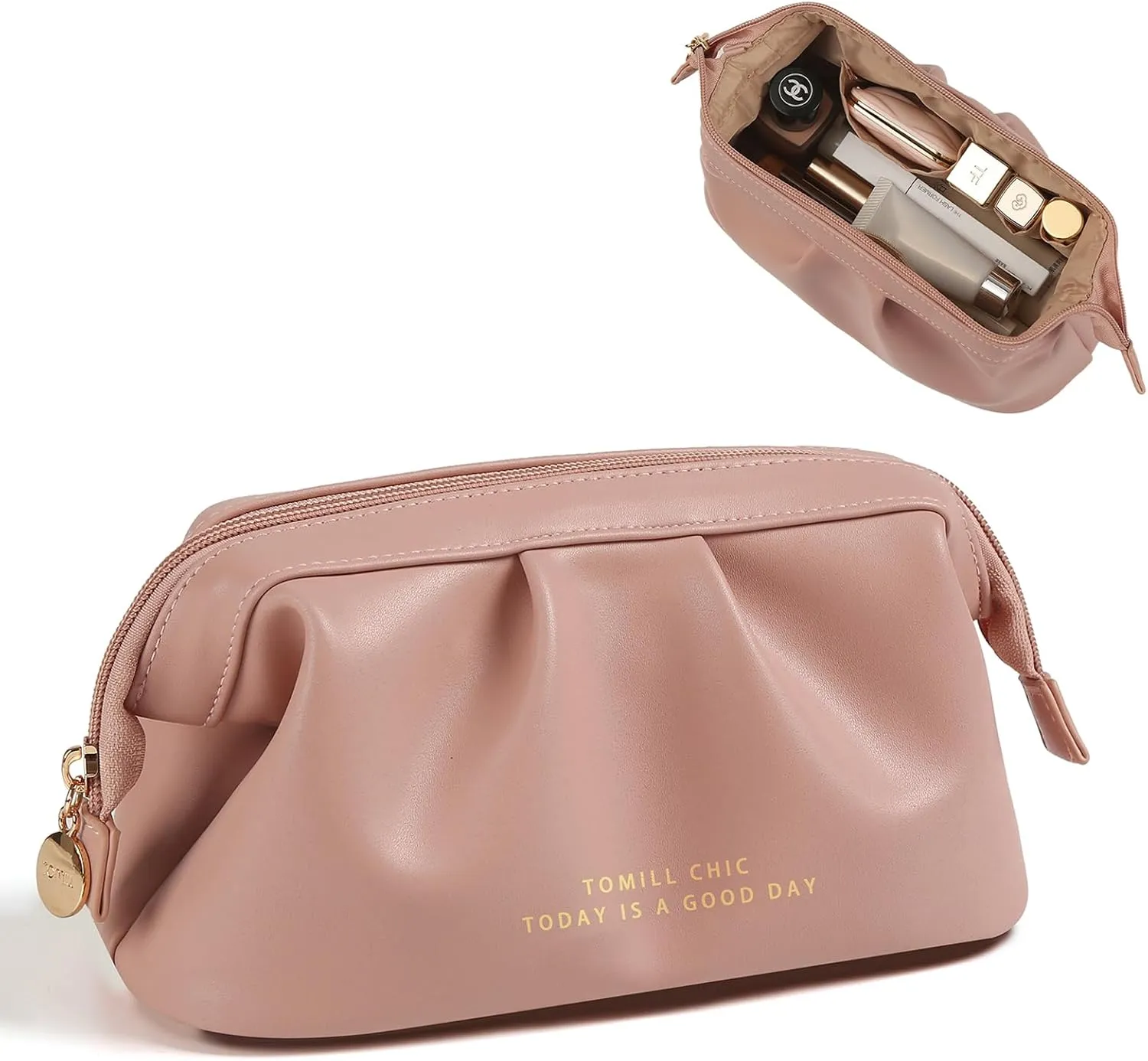 Large Makeup Bag Travel Cosmetic Bag for Women Wide-open Make up Bag Portable Leather Travel Toiletry Bag Waterproof Makeup Organizer Bag for Cosmetics Toiletries Accessories