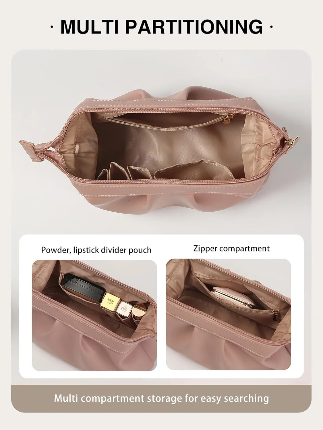 Large Makeup Bag Travel Cosmetic Bag for Women Wide-open Make up Bag Portable Leather Travel Toiletry Bag Waterproof Makeup Organizer Bag for Cosmetics Toiletries Accessories